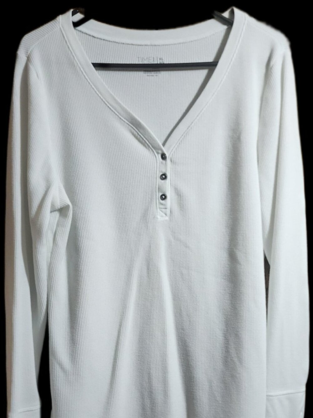 Time and Tru Women's Winter White Thermal Henley Top Size XL (16-18)